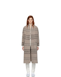 Isabel Marant Etoile Beige Long Striped Wool Coat