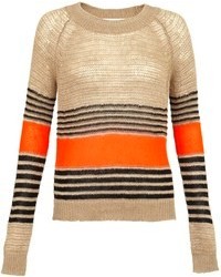 Brown Horizontal Striped Crew-neck Sweater