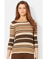 Lauren Ralph Lauren Stripe Cotton Blend Sweater