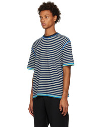 Sunnei Blue Green Stripe T Shirt