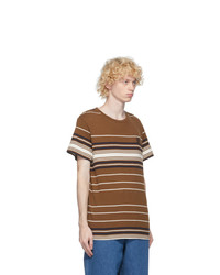 Loewe Brown Stripe Anagram Embroidered T Shirt