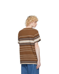 Loewe Brown Stripe Anagram Embroidered T Shirt