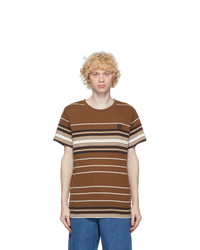 Loewe Brown Stripe Anagram Embroidered T Shirt