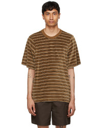 Camiel Fortgens Brown Velvet Striped Tailored T Shirt