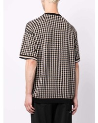 BOSS Houndstooth Print Striped Edge T Shirt