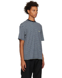 Sunnei Navy Gray Stripe T Shirt