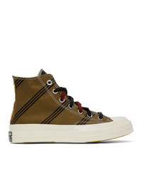 Brown Horizontal Striped High Top Sneakers