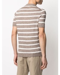 Tagliatore Striped Knitted Open Collar Polo Shirt