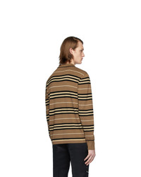 Burberry Brown Icon Stripe Long Sleeve Polo