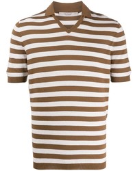 La Fileria For D'aniello V Neck Striped Pattern Polo Shirt