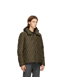 Fendi Tan And Black Down Forever Puffer Jacket