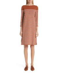 Brown Horizontal Striped Shift Dress