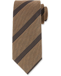 Tom Ford Wide Diagonal Stripe Silk Tie Brown