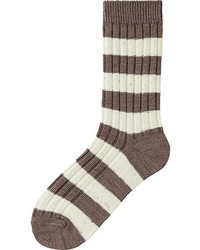 Brown Horizontal Striped Socks