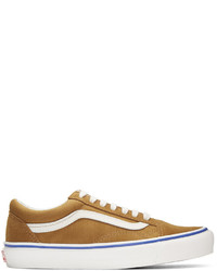 Brown Horizontal Striped Suede Low Top Sneakers