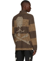 Mastermind World Brown Pile Stripe Hi Neck Sweater