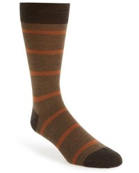 Brown Horizontal Striped Wool Socks