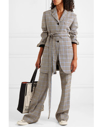 JW Anderson Belted Houndstooth Wool And Cotton Blend Blazer