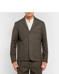 Barena Brown Unstructured Puppytooth Wool Suit Jacket