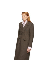 Balenciaga Brown Hourglass Double Breasted Coat