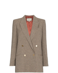 Gucci Houndstooth Linen Jacket With Back Patch