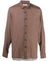 Brown Houndstooth Long Sleeve Shirt