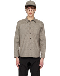 Whim Golf Off White Brown Houndstooth Shirt
