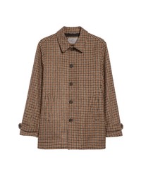 Canali Houndstooth Wool Blend Water Repellant Car Coat