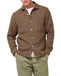 Brown Houndstooth Shirt Jacket