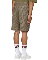 Palm Angels Brown Houndstooth Shorts