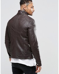 Asos Brand Leather Jacket With Chest Pocket