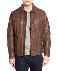Cole Haan Lambskin Leather Shirt Jacket