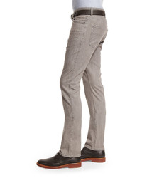 Ermenegildo Zegna Five Pocket Stretch Cotton Denim Jeans Khaki