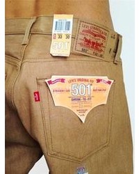 Levi's New 501 Fit Slim Fit Straight Leg Jeans Button Fly Brown
