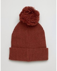 Asos Knitted Pom Beanie In Mixed Knit