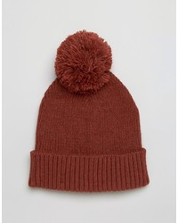 Asos Knitted Pom Beanie In Mixed Knit