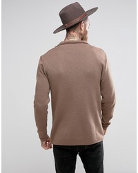 Asos Slim Fit Knitted Blazer In Light Brown
