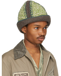 Nicholas Daley Green Brown Hand Crochet Bucket Hat