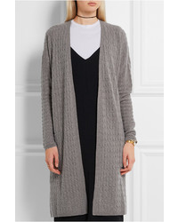 Max Mara Azulene Cable Knit Wool And Cashmere Blend Cardigan Light Brown