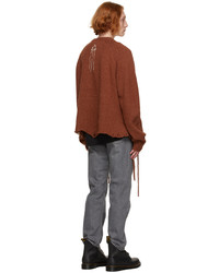 Doublet Brown Recycled Cable Knit Cardigan