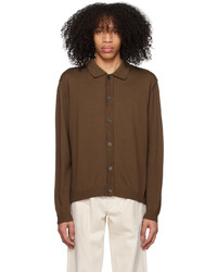 Another Aspect Brown Spread Collar Cardigan