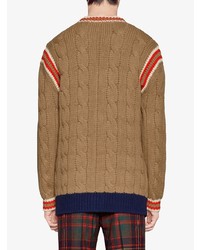 Gucci Cable Knit Wool Cardigan