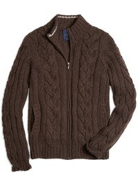 Brooks Brothers Cashmere Zip Front Cable Cardigan