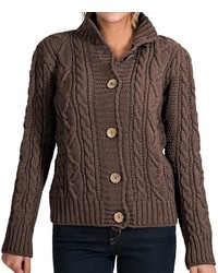 Jg Glover Co Peregrine Aran Turtleneck Cardigan Sweater Peruvian Merino Wool