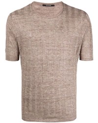 Brown Knit Crew-neck T-shirt