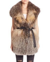 Trilogy Knitted Cross Fox Fur Vest