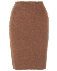 Brown Knit Pencil Skirt