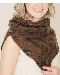 Brown Memorable Cable Knit Wool Blend Infinity Scarf