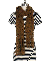 Choies Brown Knit Scarf With Tassel