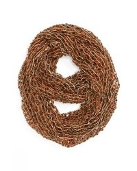 David & Young Open Knit Infinity Scarf Brown One Size